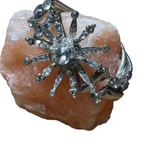 Rare Sterling Silver Vintage Rhinestone Starburst Bracelet 6 1/2 inches